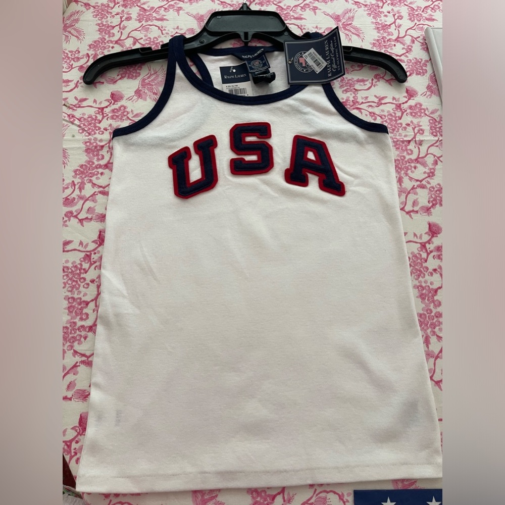 NWT Kid unisex Ralph Lauren USA Olympic team tank top SZ M 8-10 originally 29.50